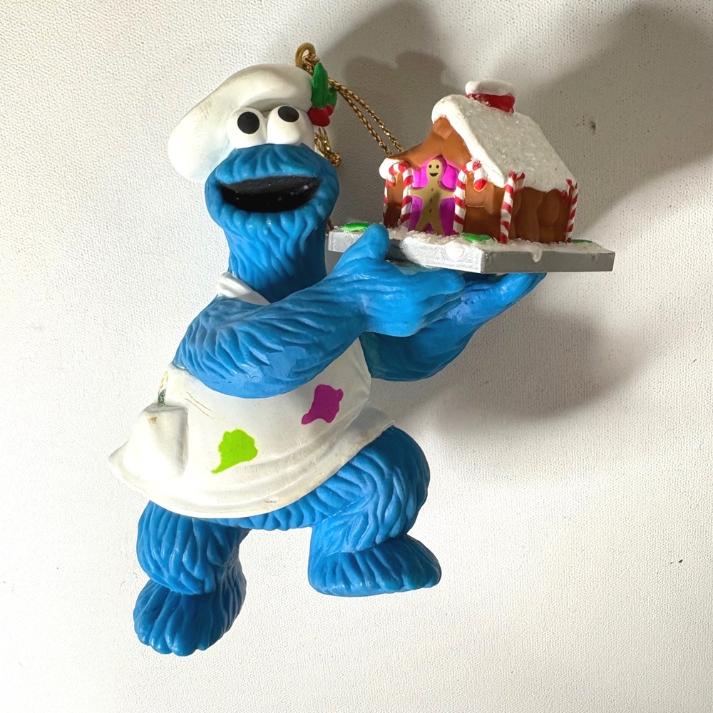 Jim Henson Cookie Monster Chef Gingerbread House Ornament Christmas Holiday 1992